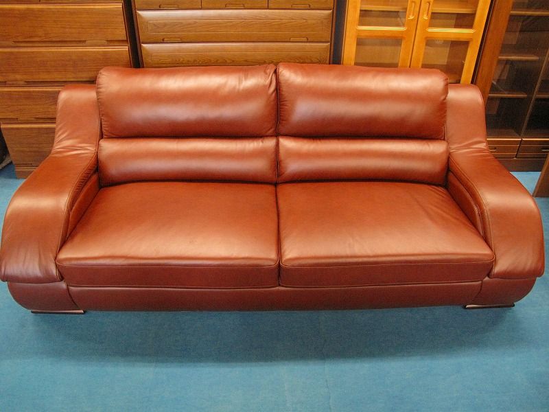 LURKEY/3段階リクライニングソファー/レザー/オレンジ