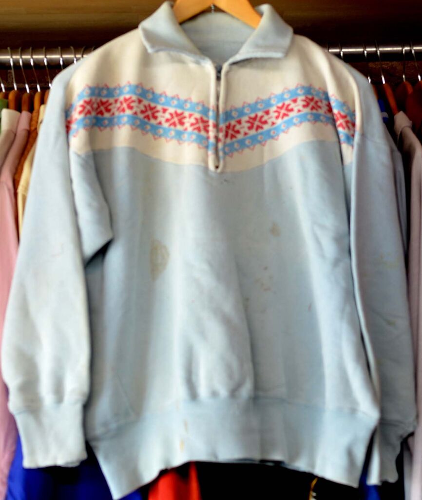 t216/50'sヴィンテージ雪柄ハーフジップスウェット☆オリジナルレアな