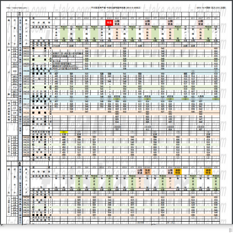 特製時刻表とダイヤグラム形式の公開について : 列車番号T-TAKE(てぃー