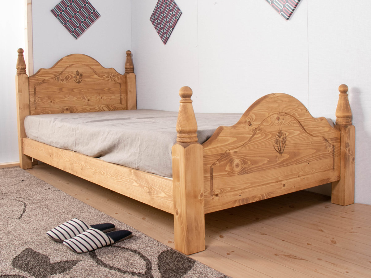 ベッド ダブル Farmer すのこ カントリー調 天然木 （ ベット フレーム