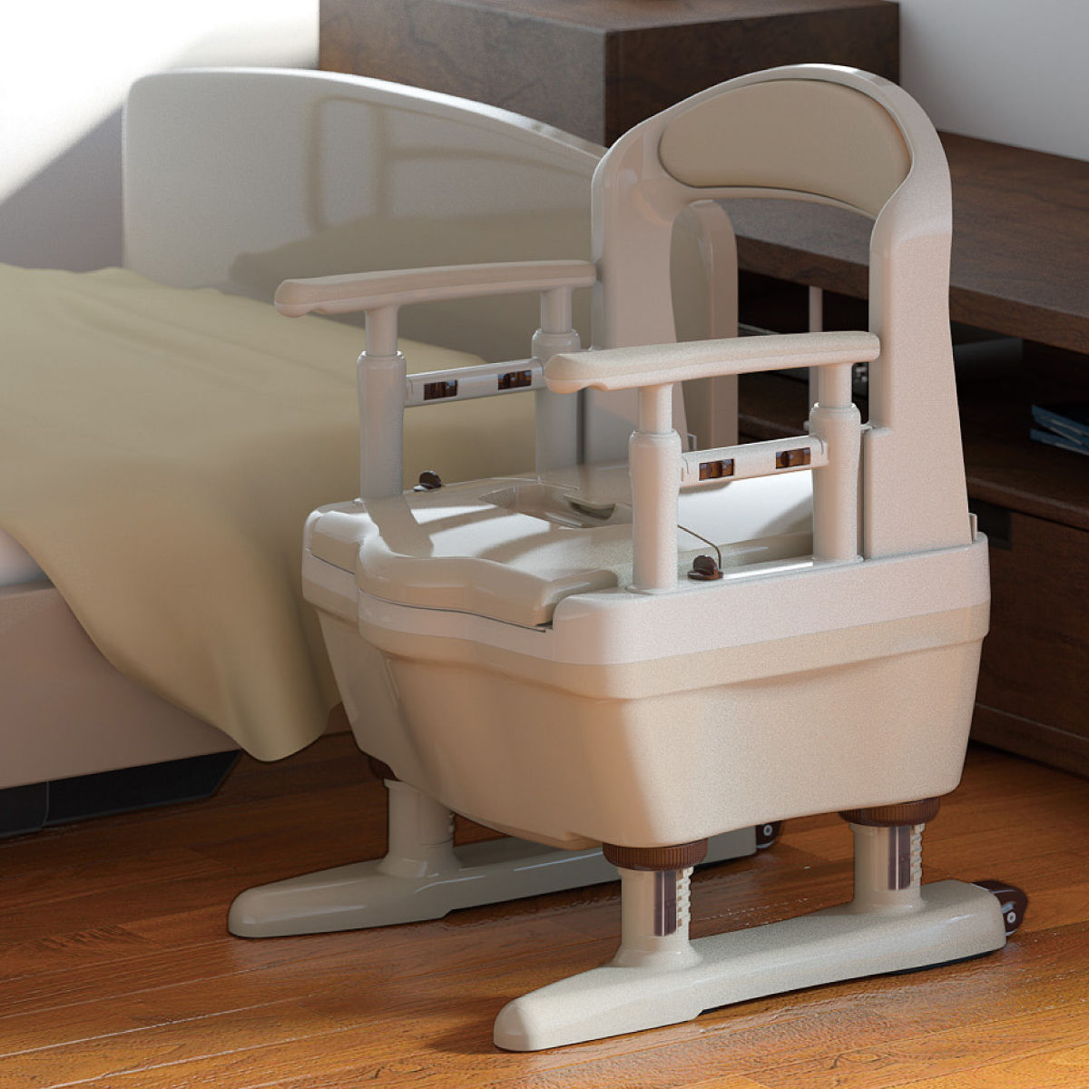 ポータブルトイレ 標準便座 コンパクト キャスター付 介護用ジャスピタ