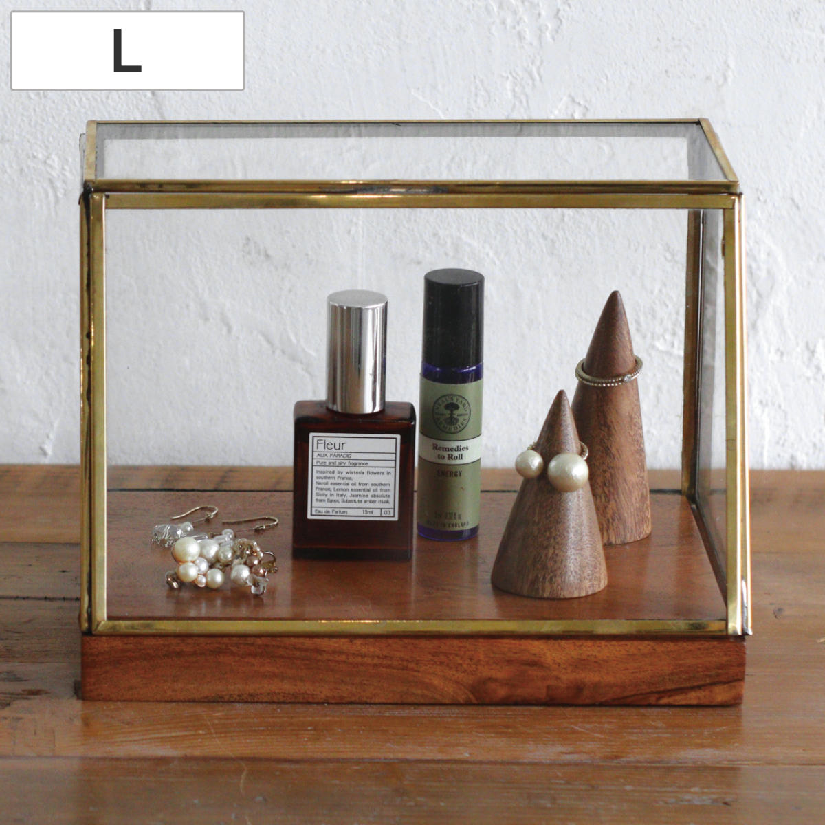 ショーケース アルテン ブラスショーケース L 天然木 アイアン