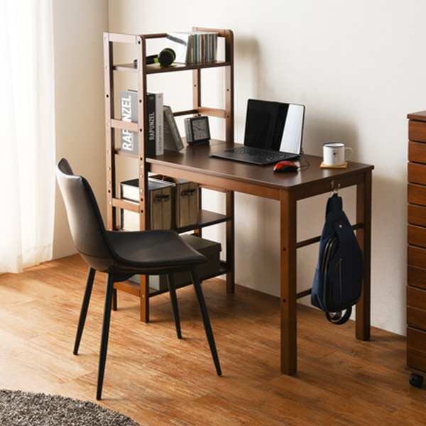 デスク 幅105cm ラック付き 棚付き 収納 ラック ワークデスク 木製