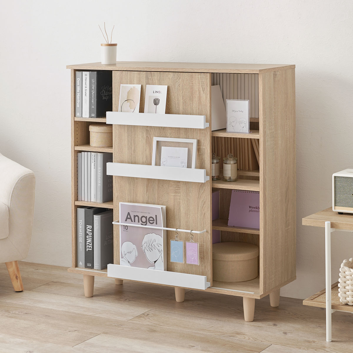 本棚 幅90.5cm コミック約400冊収納 スライドラック 可動棚 （ ブック