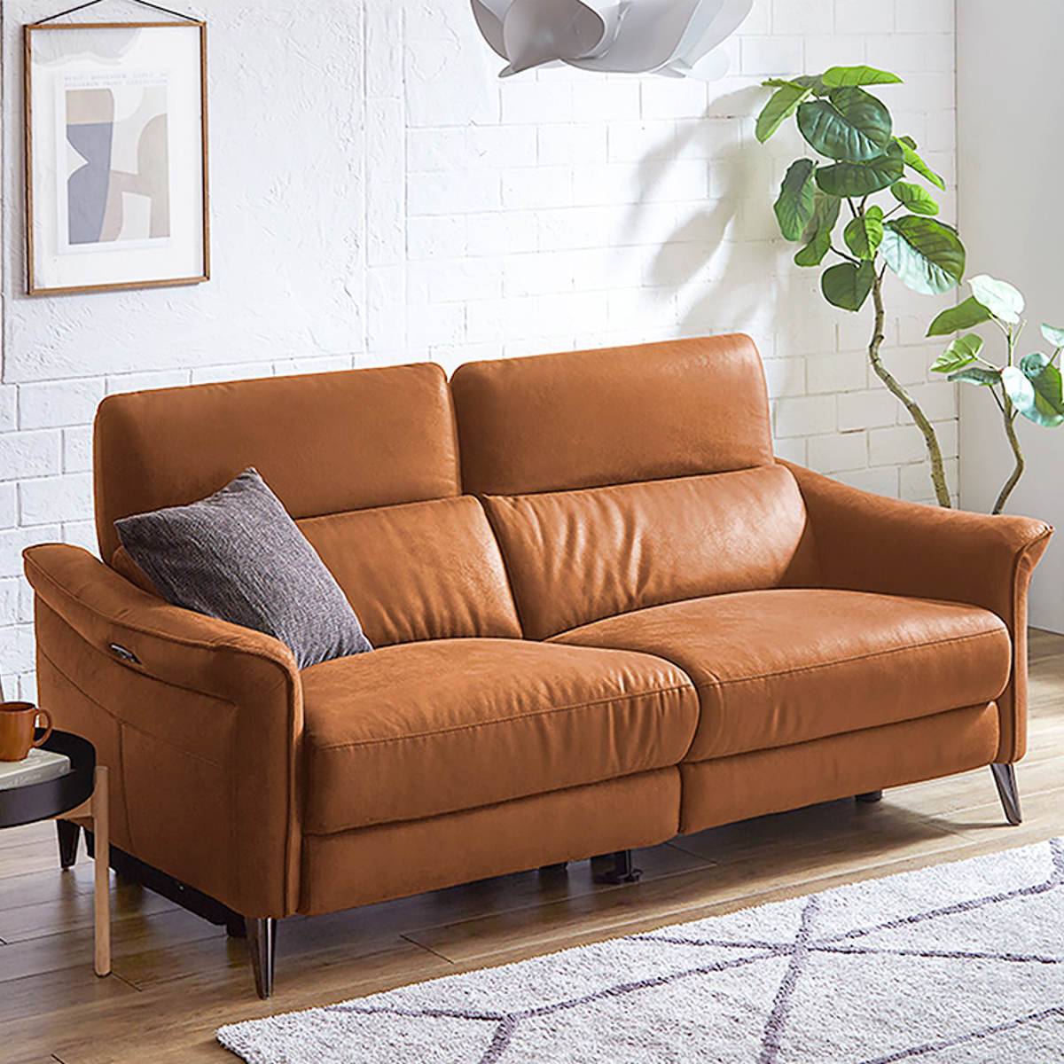 ソファ 2人掛け 幅191cm 電動リクライニング レーザーファブリック