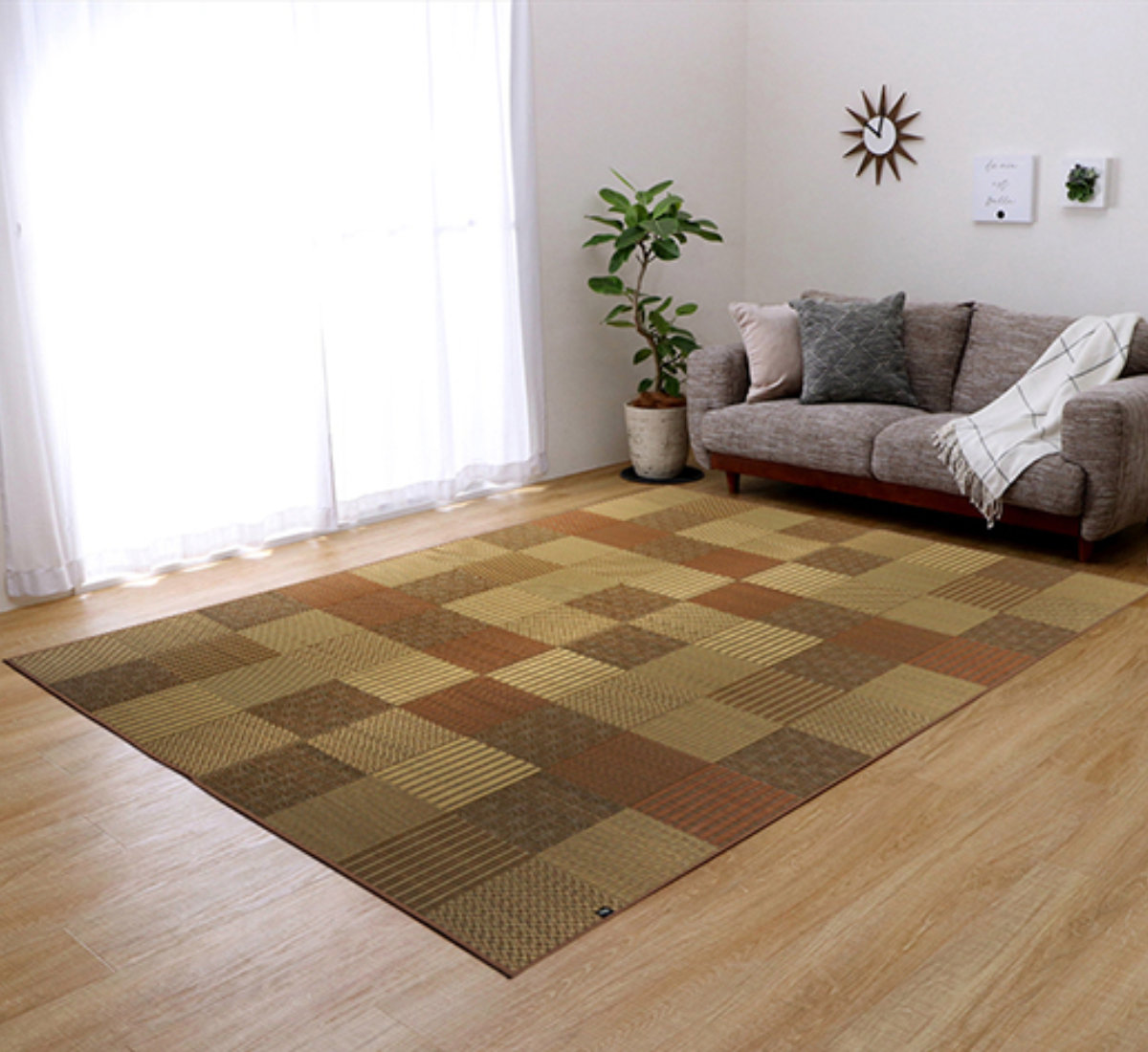 ござ 純国産 い草花ござカーペット 京刺子 江戸間6畳（約261×352cm