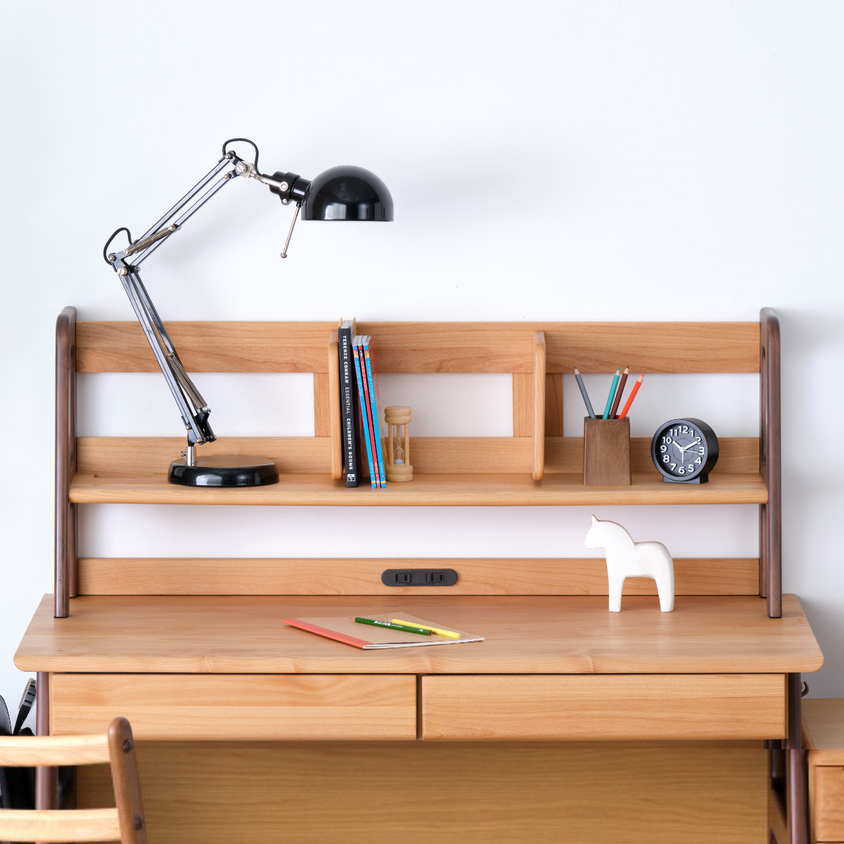 上棚 学習机用 幅99cm 天然木 ECTO （ 机上 収納 デスク上 卓上 棚