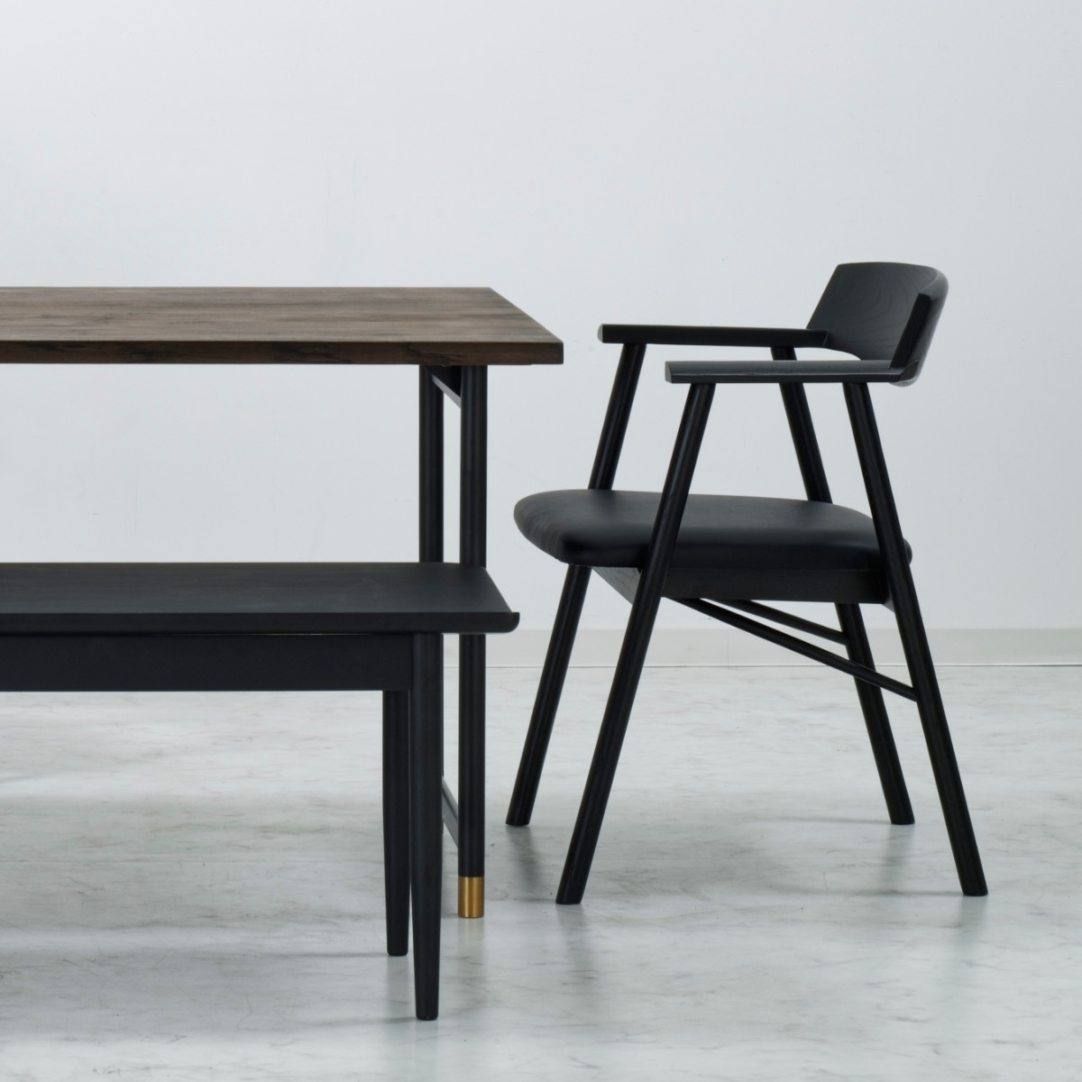 ダイニングチェア 座面高44cm GEOチェア レッドオーク材 ブラック