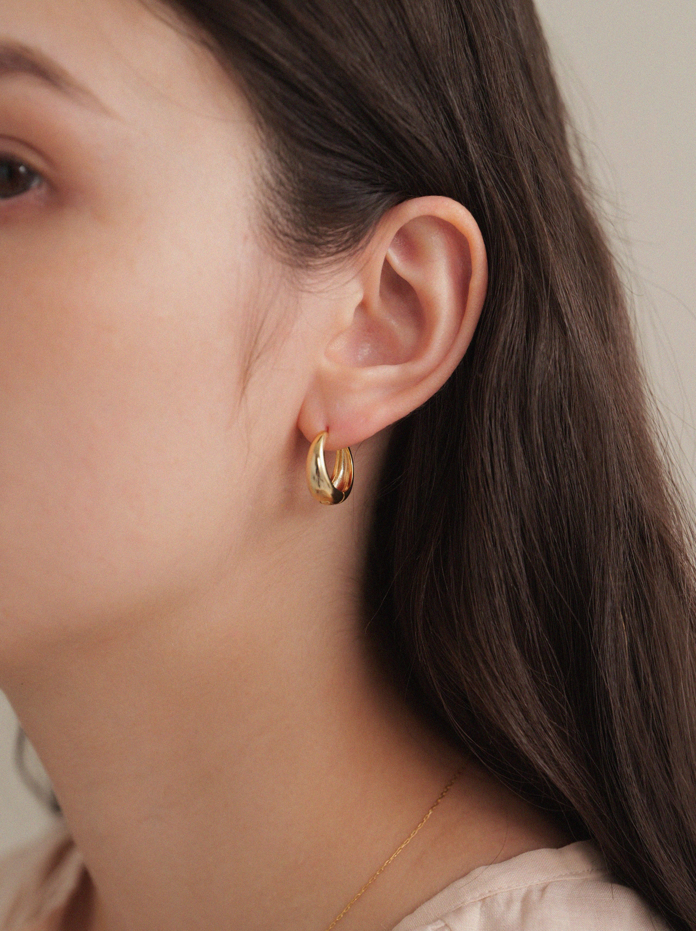 K18post ドロップフープピアス ラージ | LOKUMI