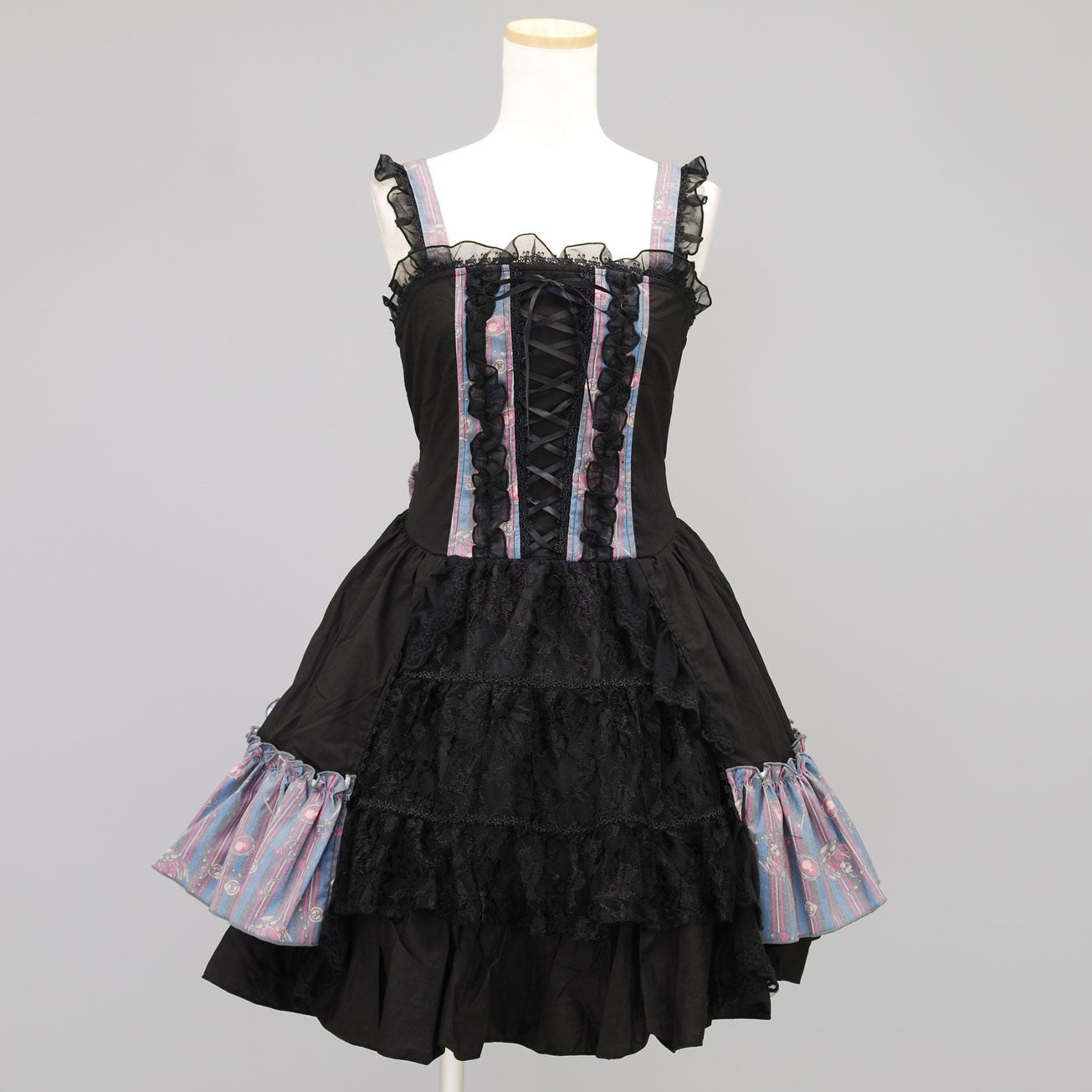 FRILL Crown Stripe Lace JSK by h.NAOTO