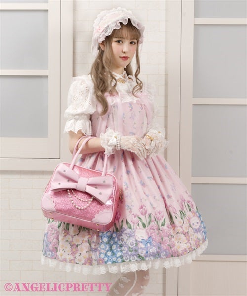 Glitter Gem Ribbon Boston Bag by Angelic Pretty