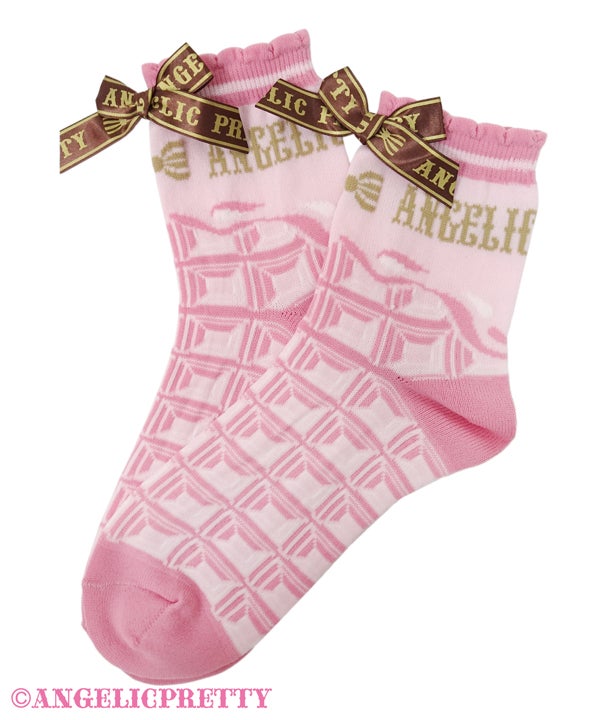 Melty Chocolate Crew Length Socks (2022) by Angelic Pretty