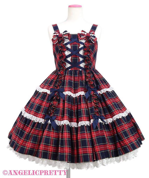 Tartan Check Shoulder Ribbon JSK (2022) by Angelic Pretty
