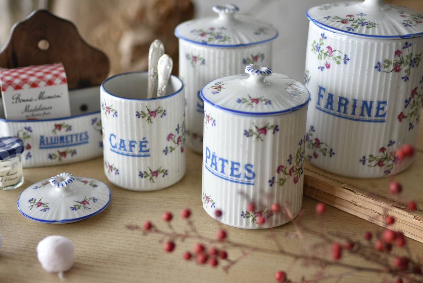 キャニスター5点セット.2 フランスアンティーク雑貨 テーブルウェア