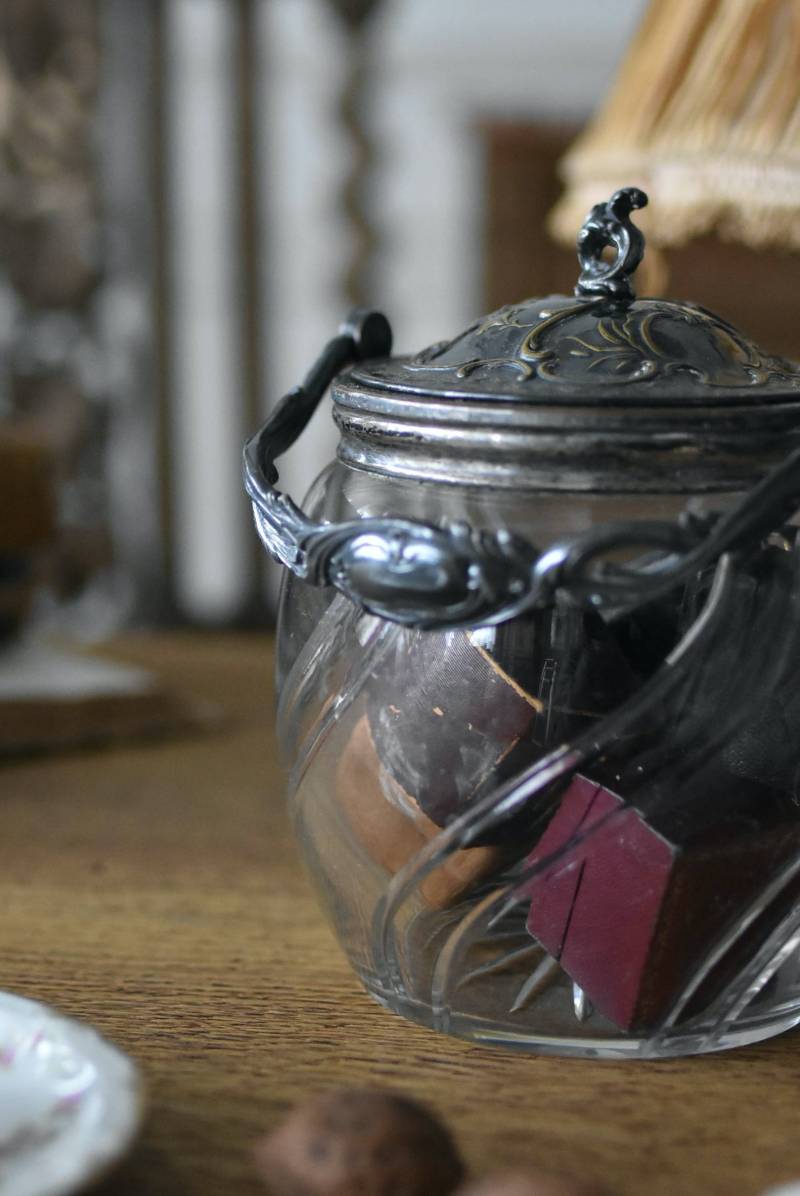 ビスケットジャー.7 フランスアンティーク雑貨 ガラス小物入れ