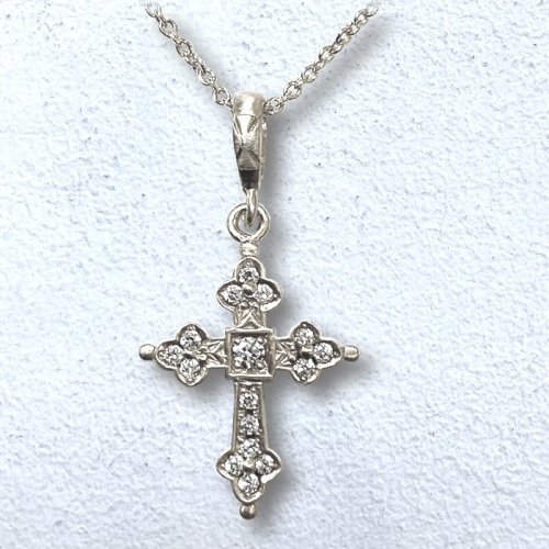 MINI GOTHIC CROSS NECKLACE 18k White Gold / DIAMONDS NECKLACE