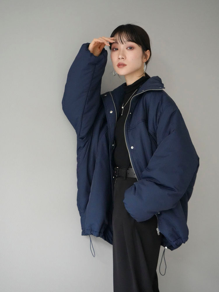 予約]スタンドネック中綿ビッグジャケット/ネイビー – Lumier