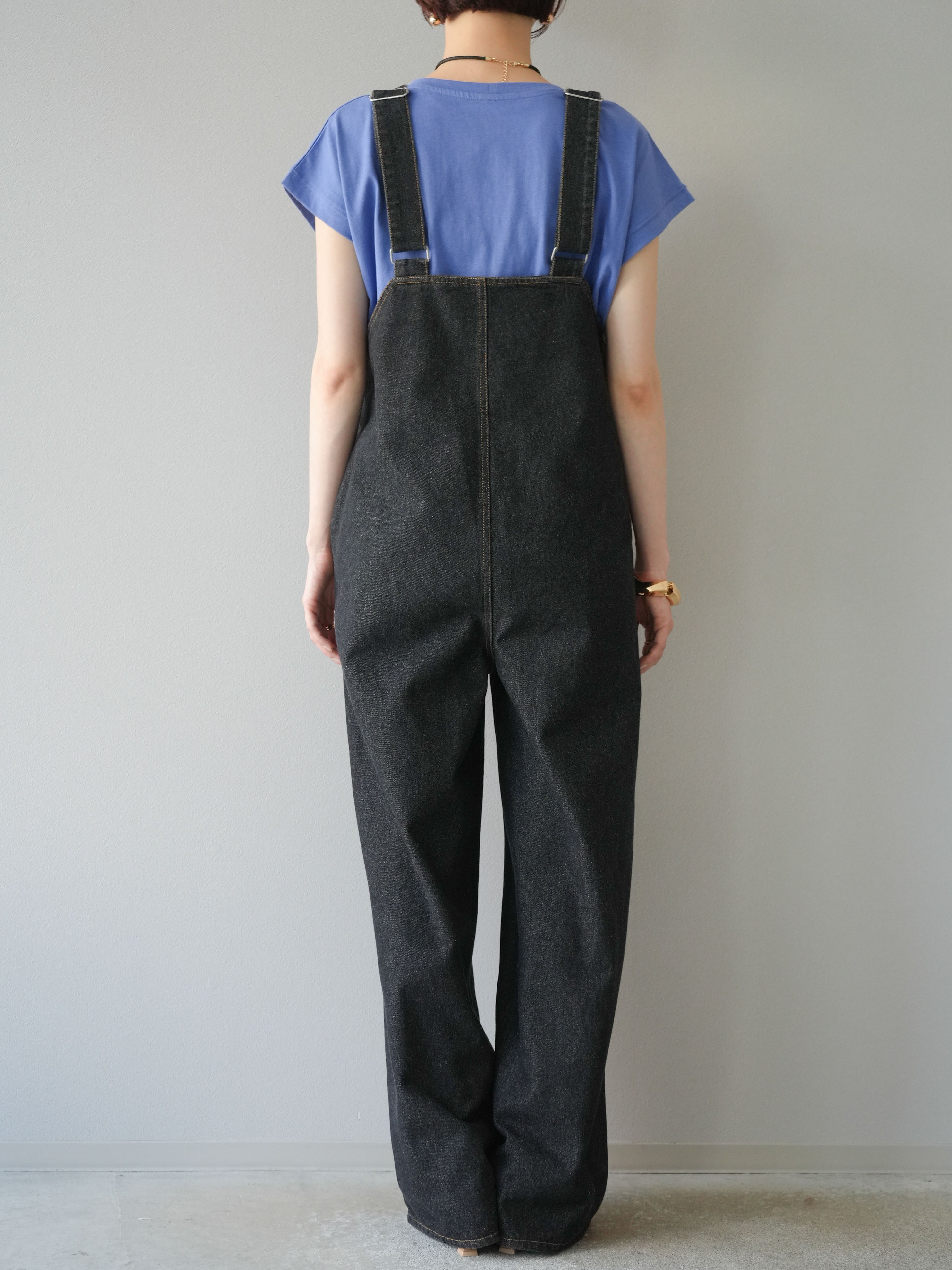 予約]フロントZIP Vネックデニムサロペット/ブラック – Lumier