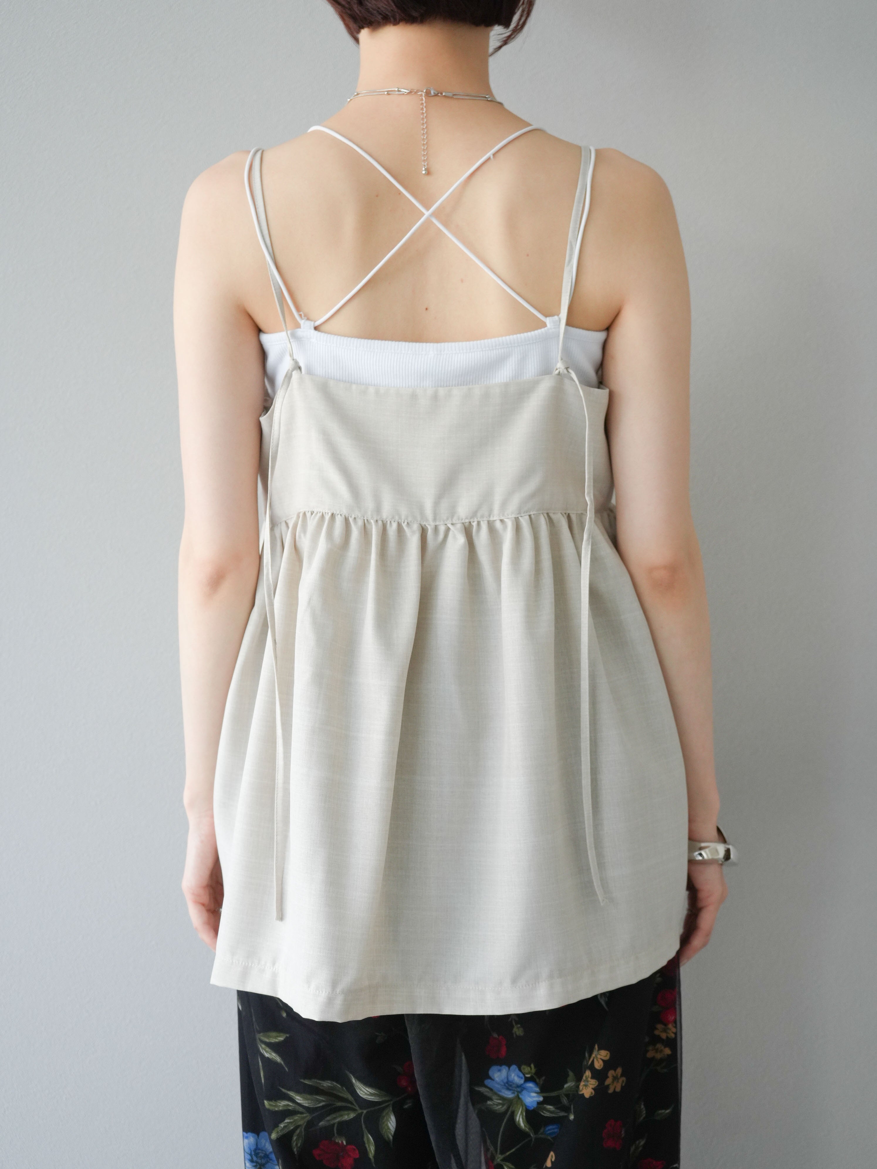 予約]リネンライクビスチェデザインキャミソール/エクリュ – Lumier