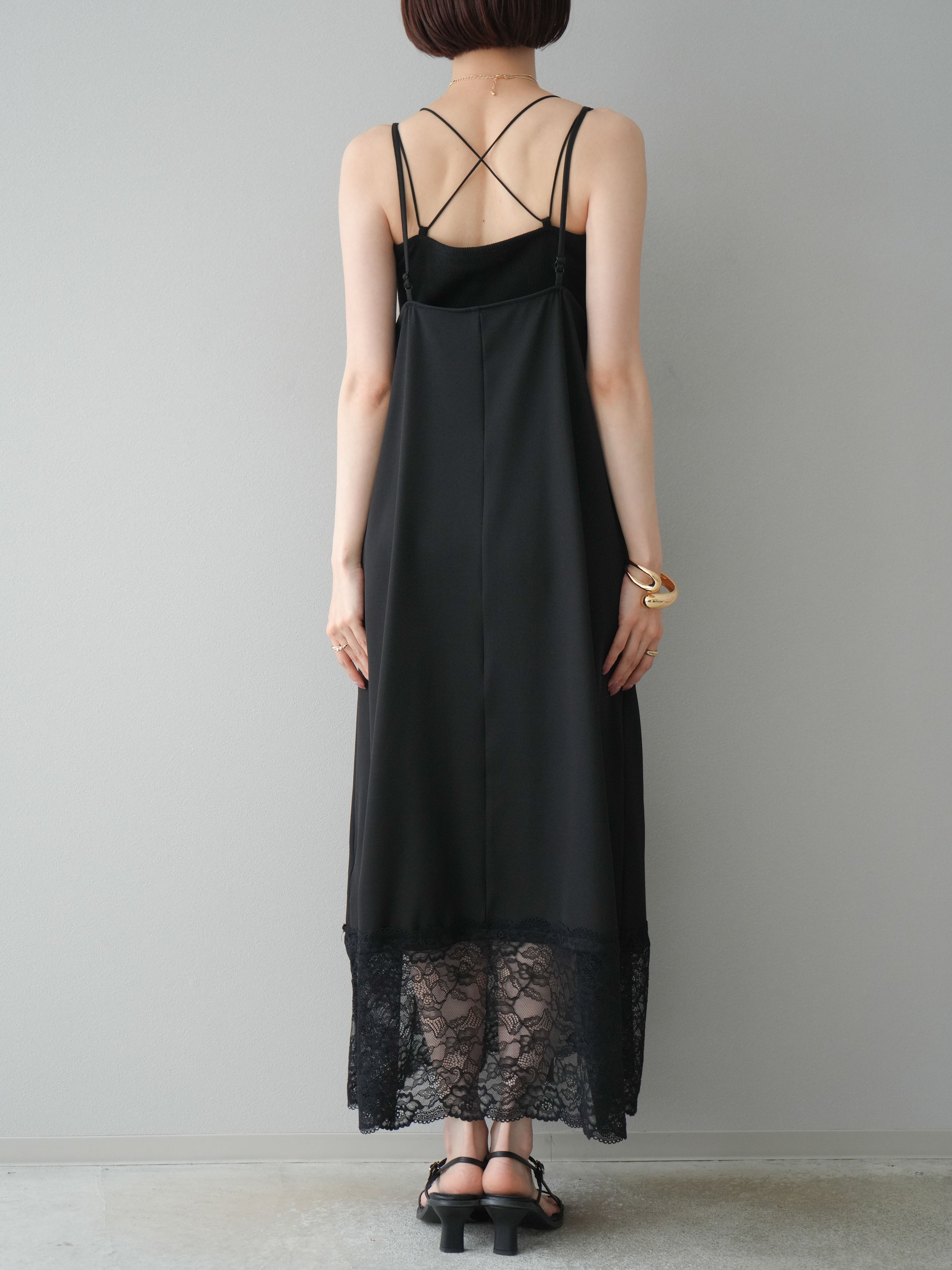 予約]レースタックキャミワンピース/ブラック – Lumier