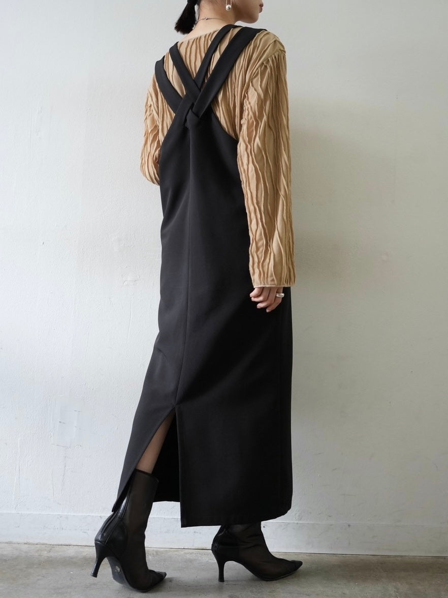 予約]ダブルクロスノースリーブワンピース/ブラック – Lumier