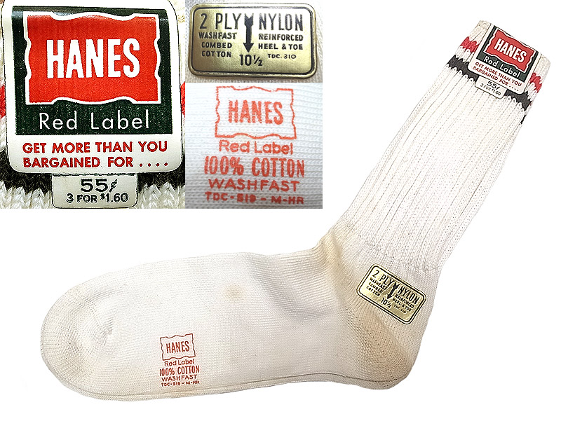Deadstock 1950'S Hanes Red Label Tube Socks ヘインズ チューブ