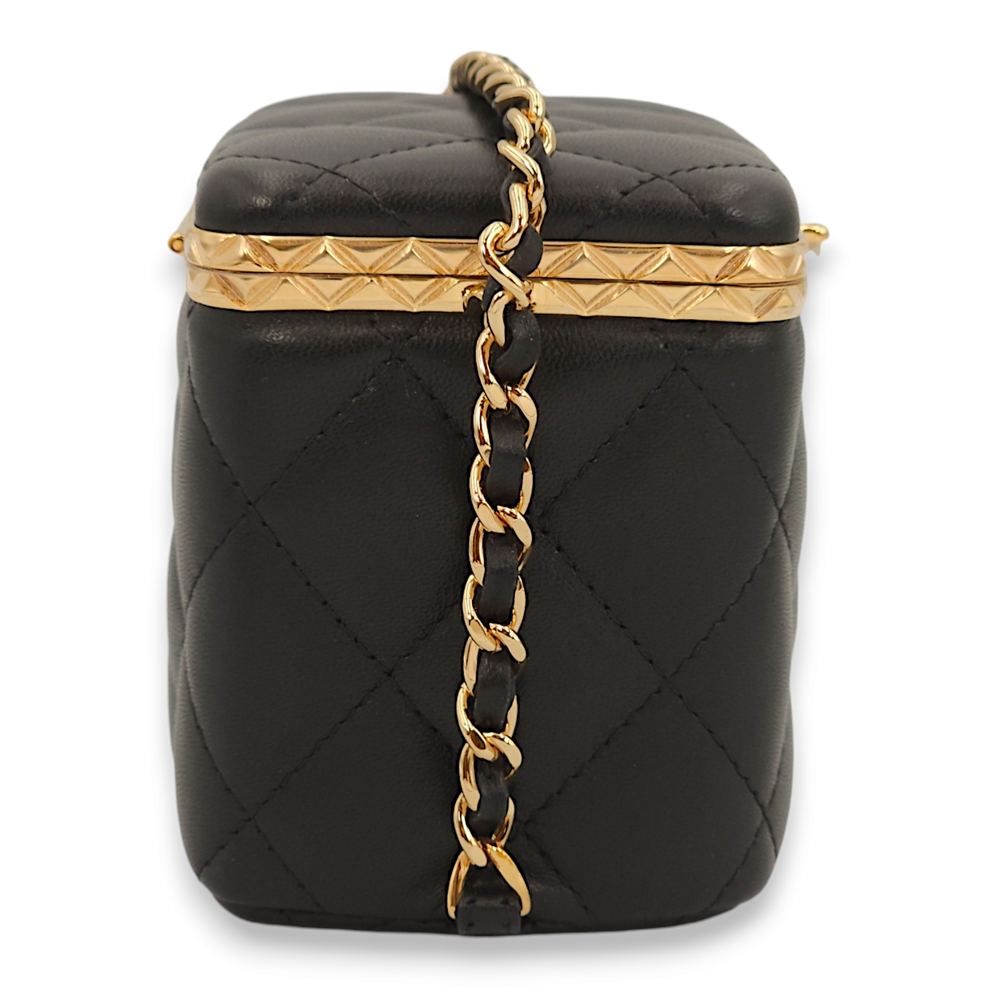 Chanel Quilted Mini Black Vanity Bag in Lambskin, Gold hardware