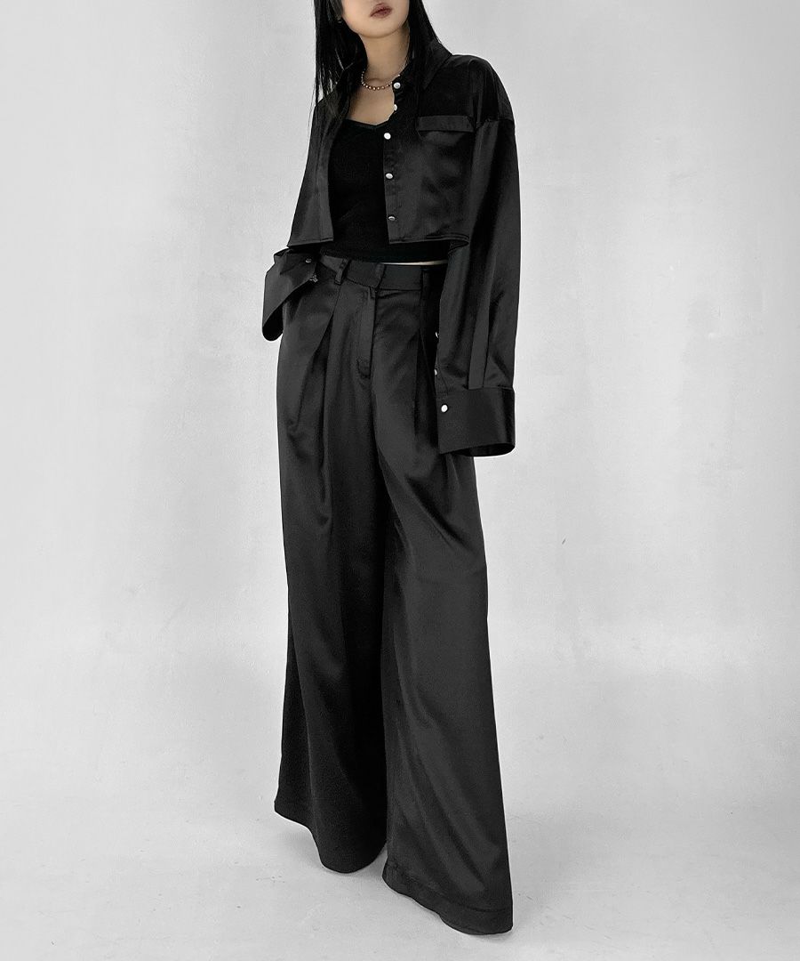 サテンタックワイドパンツ | LVEU.（ラブユ.）