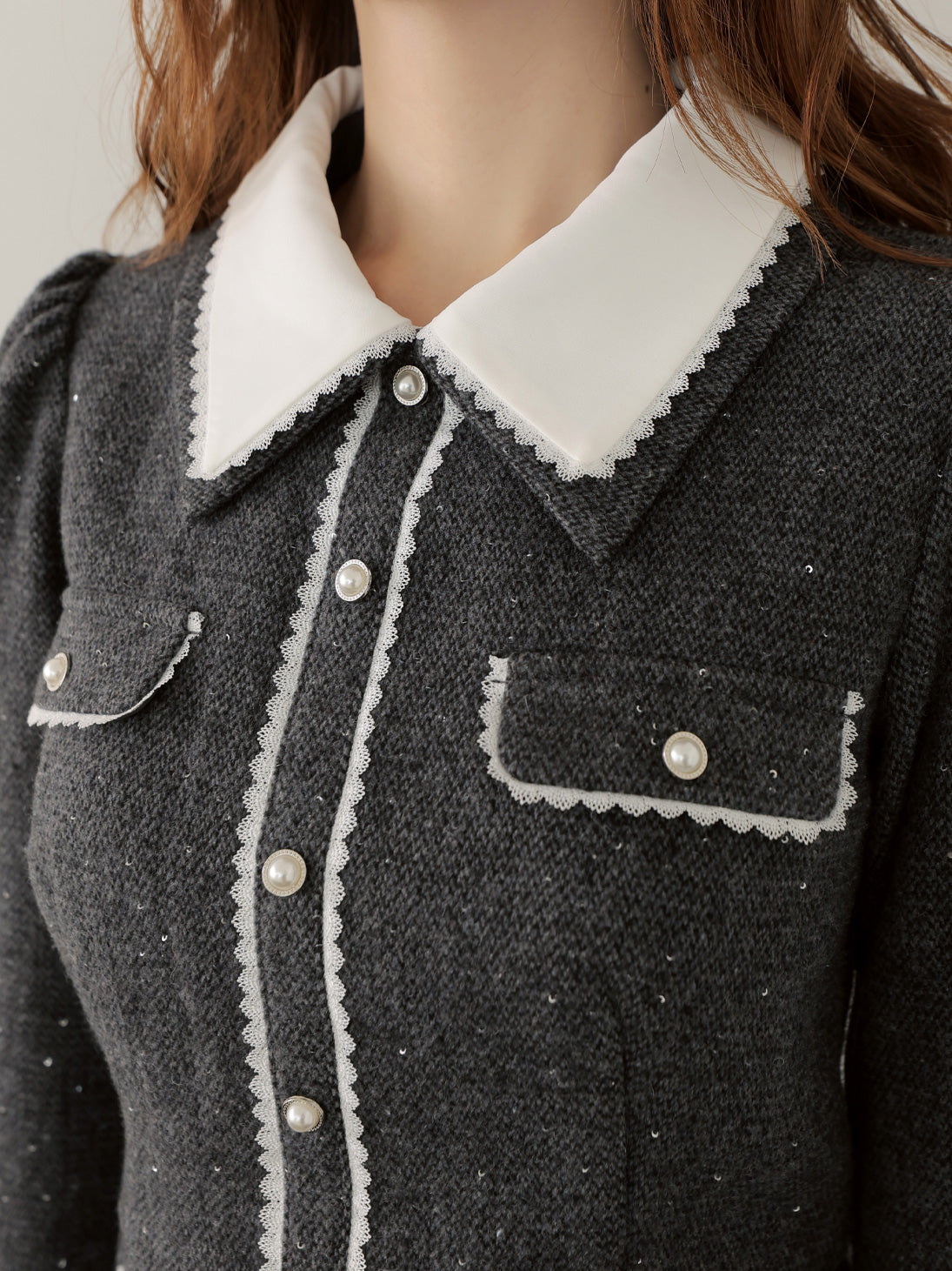 Wool herringbone mini onepiece(eme10781) – M me eme