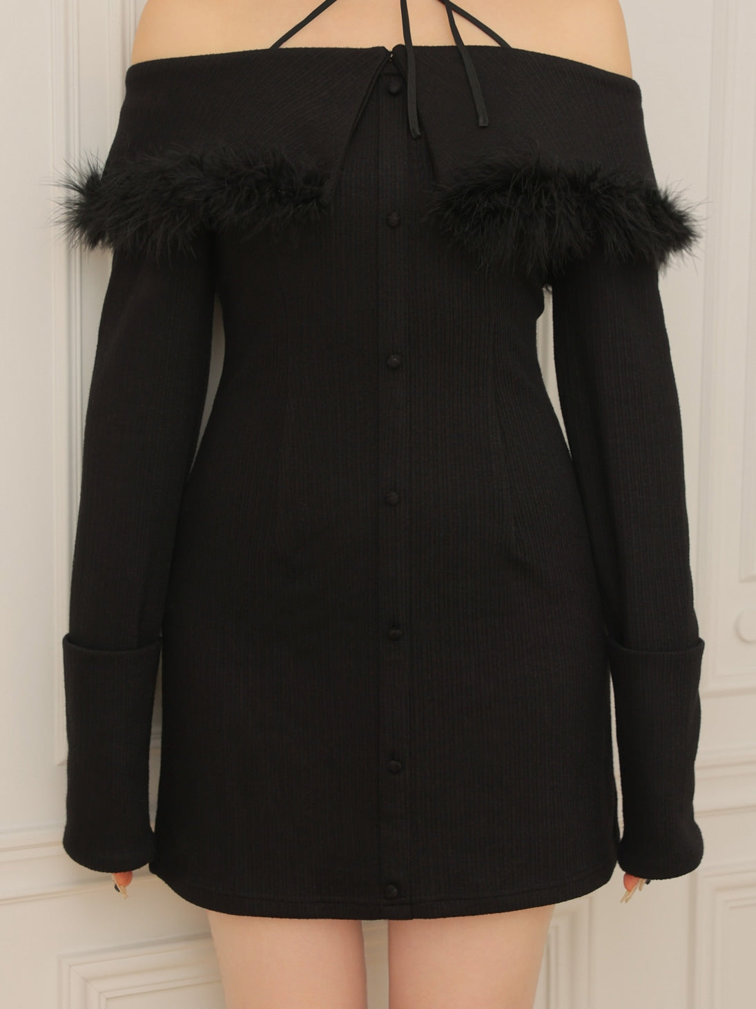 SALE】2way feather collar mini onepiece(eme10375) – M me eme