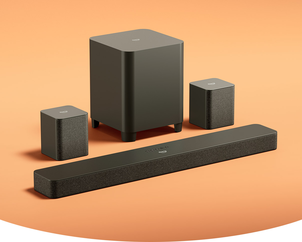 Fire TV Soundbar Plus with subwoofer and surround sound speakers