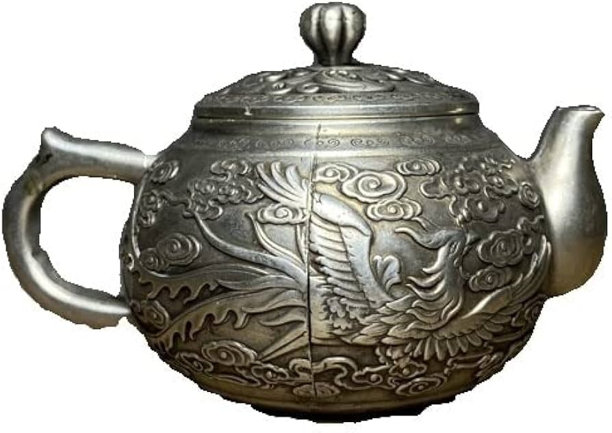 Amazon.co.jp: LAOJUNLU アンティーク雑貨 古い銀細工 二龍遊珠銀