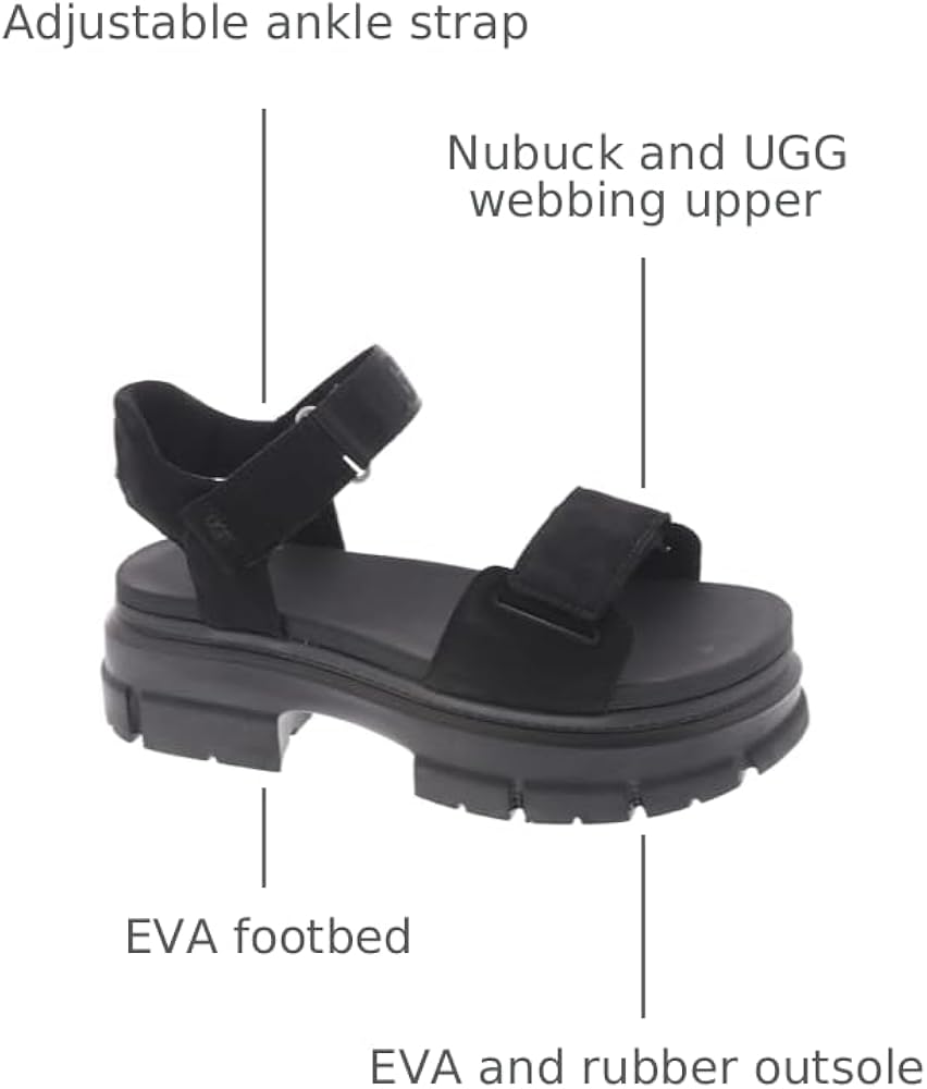 Amazon.com | UGG Women's Ashton Ankle Sandal, Black, 8 | Platforms