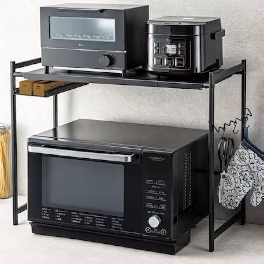 Amazon.co.jp: ニトリ 伸縮レンジ上ラック ER-5075 ブラック NITORI