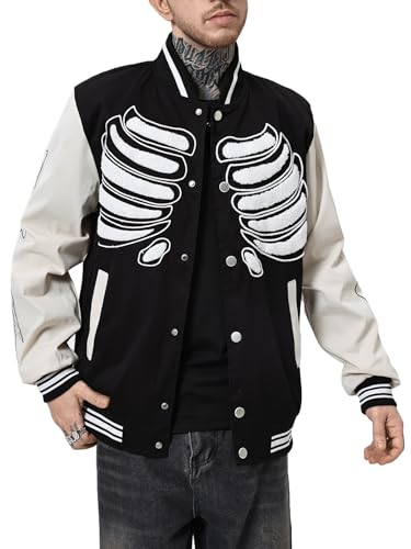 SOLY HUX Men's Varsity Jackets Y2k Baseball Bomber Jacket with