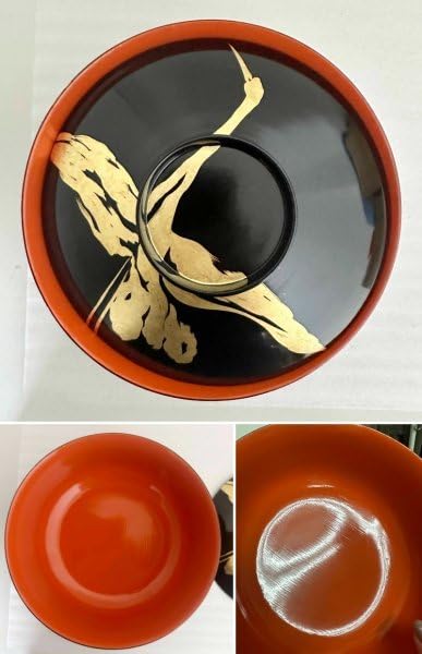 Amazon.co.jp: 保管品 平安堂 造 呉藤友乗 翔鶴 蒔絵 食籠 漆椀 共布