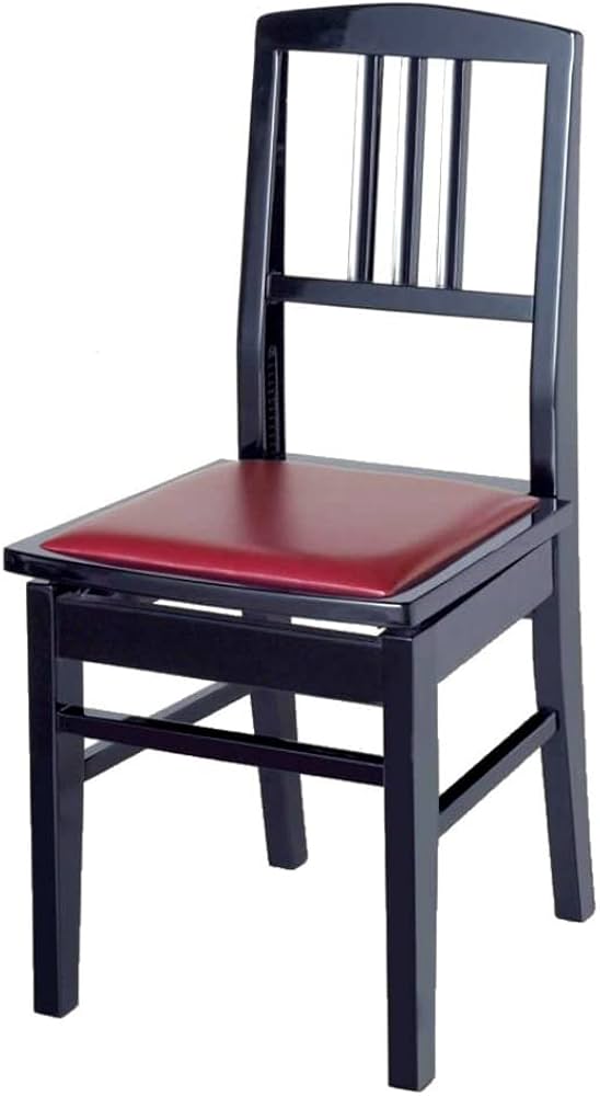 Amazon.co.jp: ITOMASA NO.5黒/エンジ座面 背もたれ付 木製 ピアノ椅子