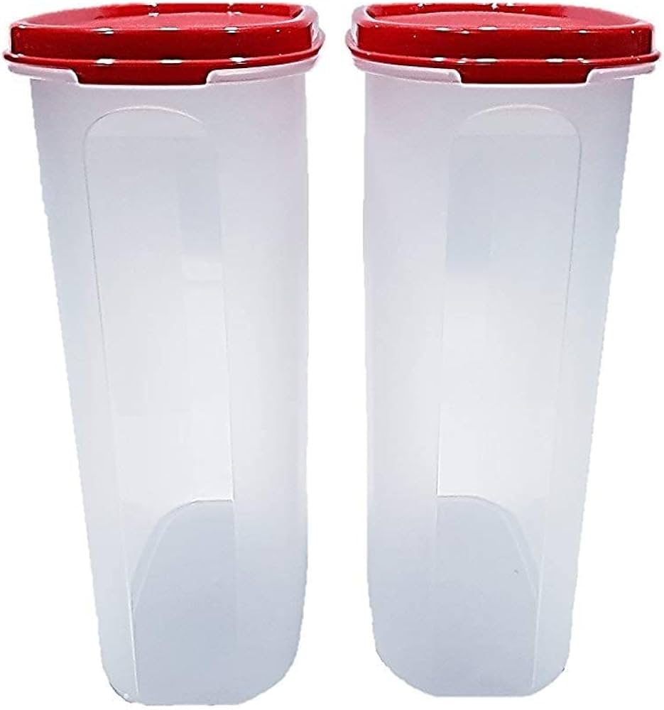 Amazon｜Tupperware mmプラスチック楕円形容器キャップ付き(2.3L、赤と