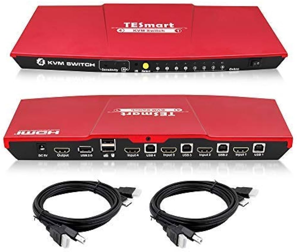 Amazon | TESmart 4K 4x1 KVMスイッチ HDMI 4ポート 3840x2160@30Hz 5