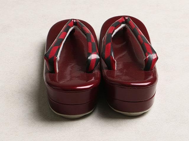 草履バッグセット 矢羽根柄(黒&赤) W40838