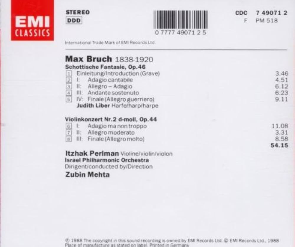 Max Bruch, Zubin Mehta, Israel Philharmonic Orchestra, Itzhak