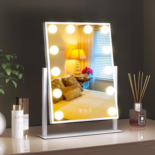 FPD - スマート 卓上 鏡 ライト付き 女優ミラー AI 肌診断 ARメイク