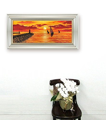 Amazon.co.jp: 里中游『セーリング(W3号)』油彩画 風景画 海 船 舟