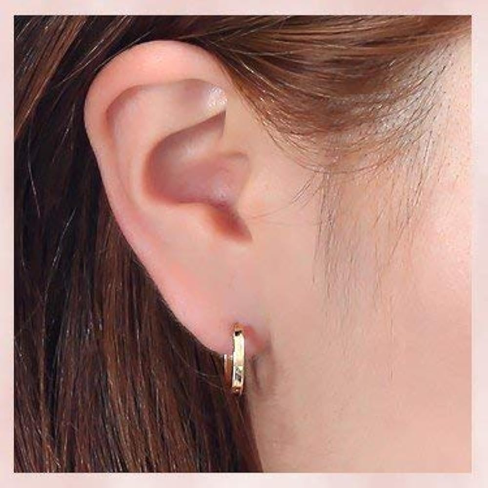 Amazon | K18角溝タイプのフープピアス 15mm×2mm K18 18K 18金