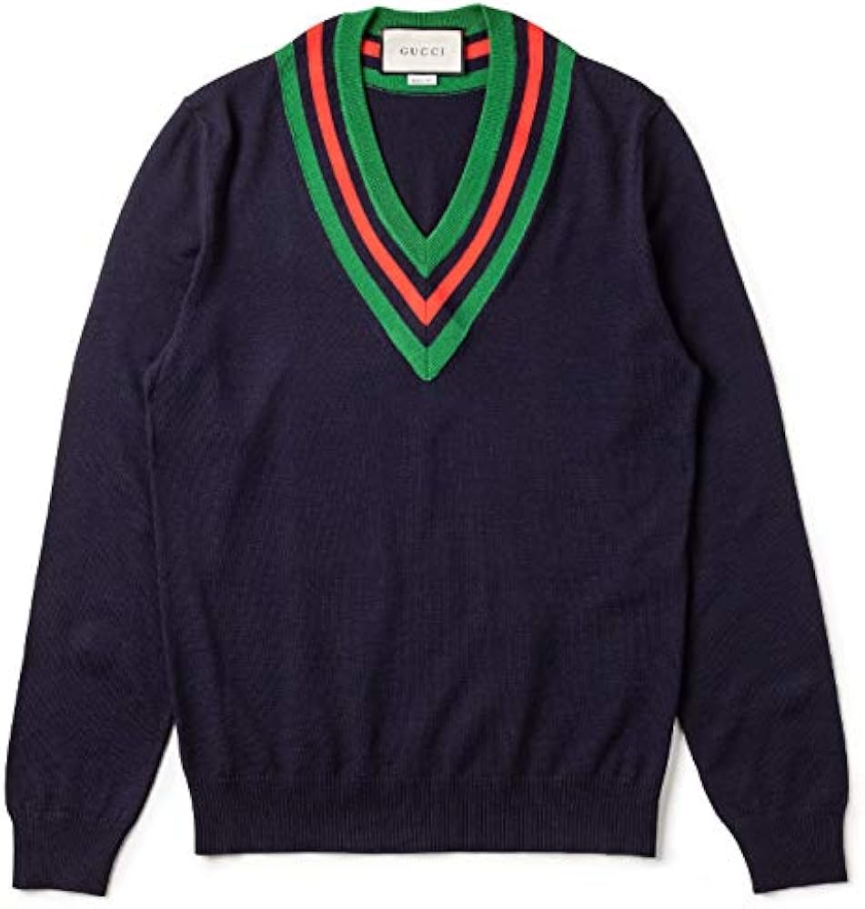Amazon | [グッチ] ニット メンズ WOOL Vネックニット INK/MULTICOLOR