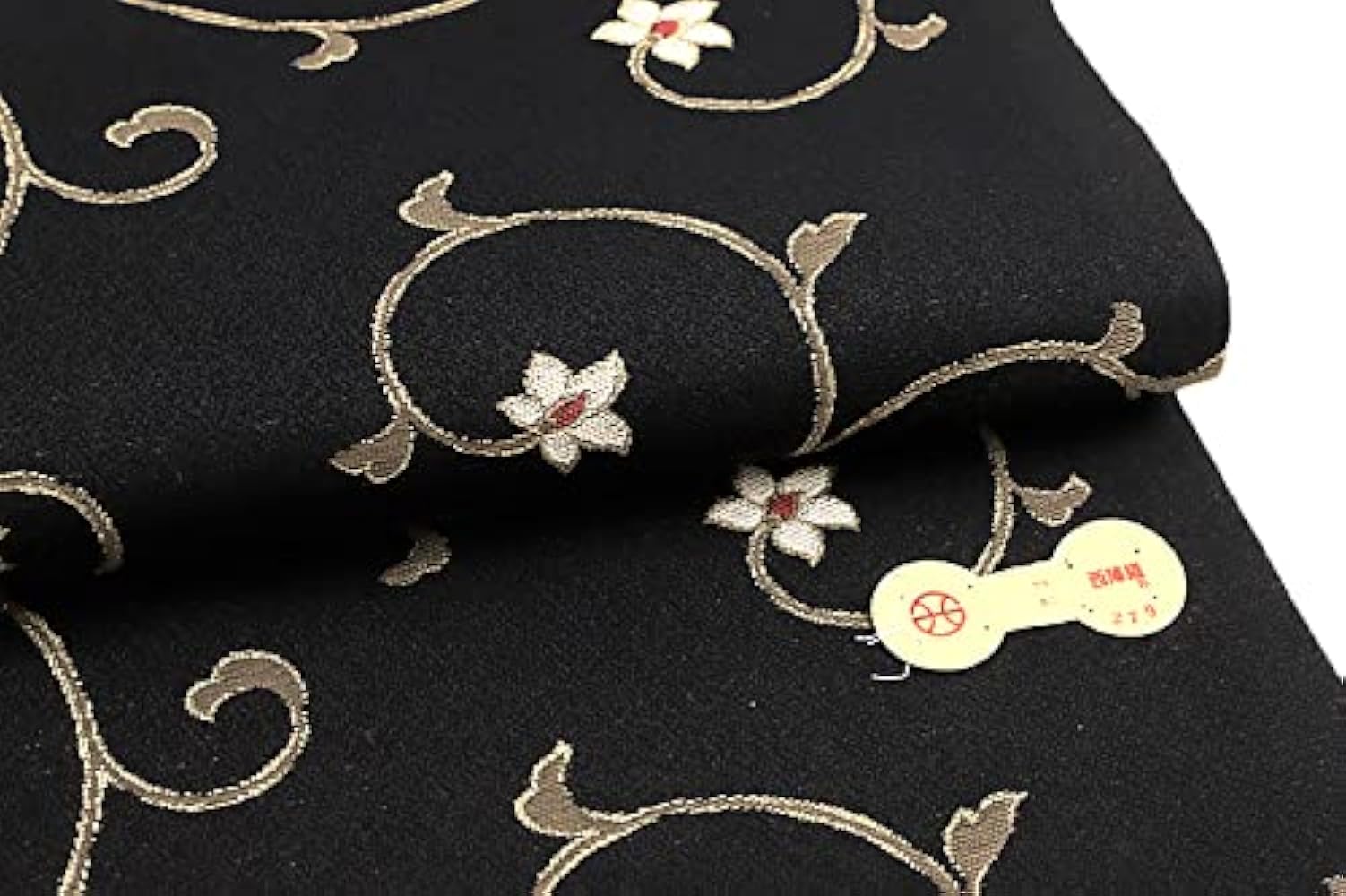 Amazon | 石原さとみ さん 着用柄 名古屋帯 正絹 黒地 金 金糸 朱色