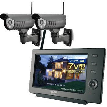 Amazon.co.jp: ELPA ワイヤレス防犯カメラ2台＆モニター【オリジナル
