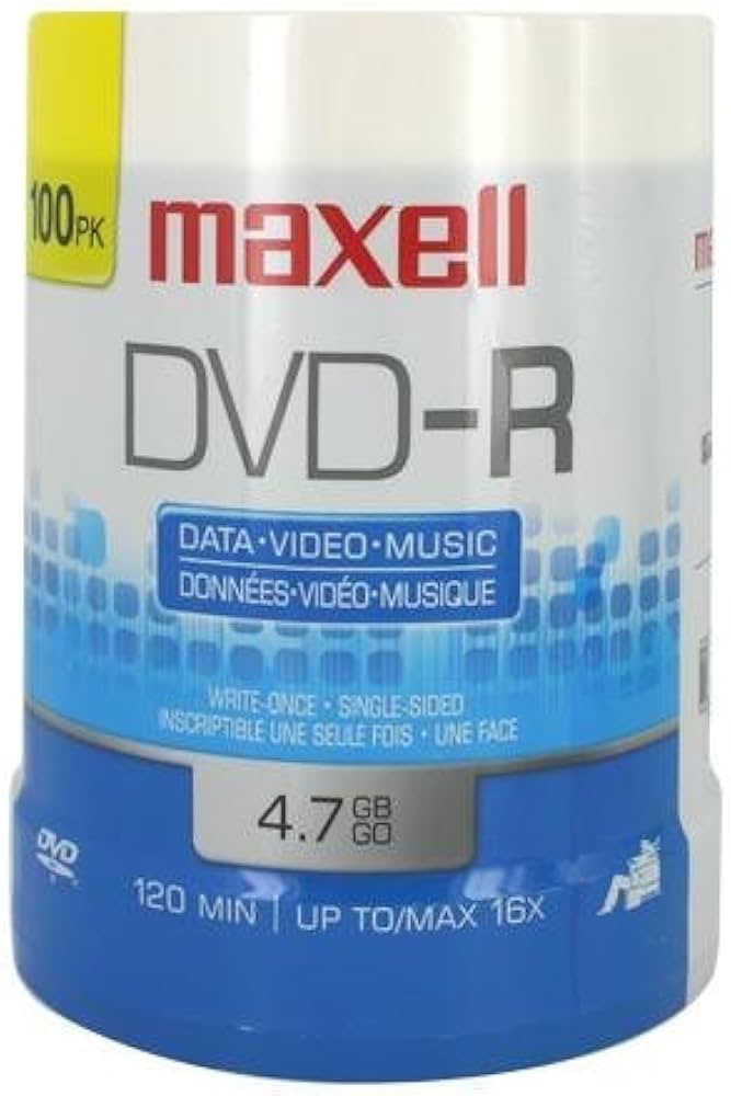 Amazon.com: Maxell : DVD-R Discs, 4.7GB, 16x, Spindle, Gold, 100