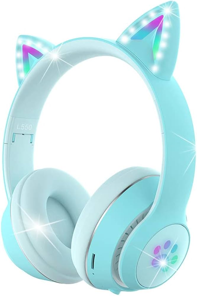 Amazon.co.jp: ヘッドセットブルートゥースイヤホン猫の耳が光る可愛い