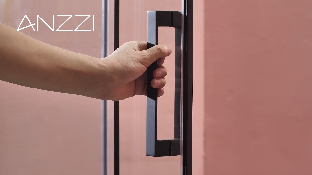 ANZZI 76 x 48 inch Frameless Shower Door in Matte Black, Kahn